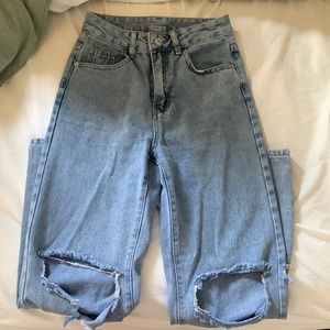 SHEIN petit high waisted straight jeans
